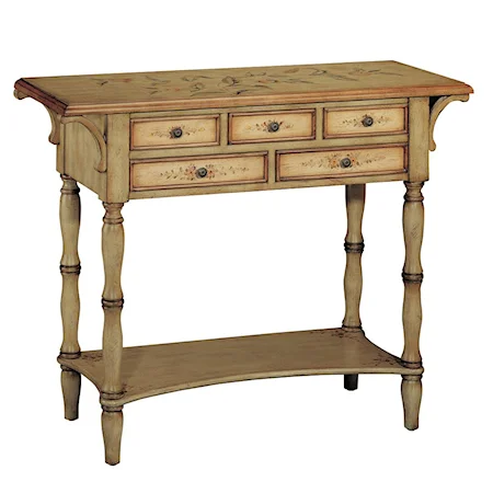 Cottage Style Console Table with Floral Motifs